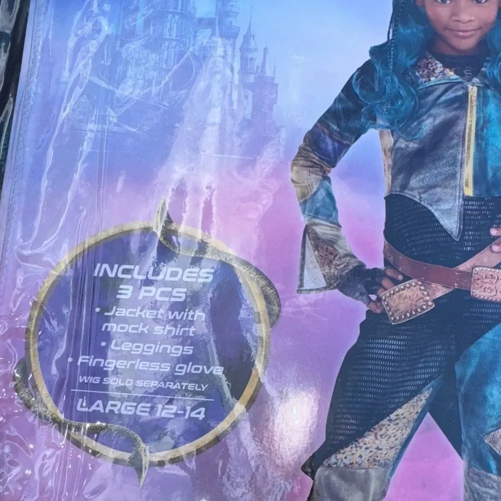 🔥Disney Descendants 3 UMA Girls Green EX LARGE 14-16 Costume. Wig NOT Included - Picture 3 of 5